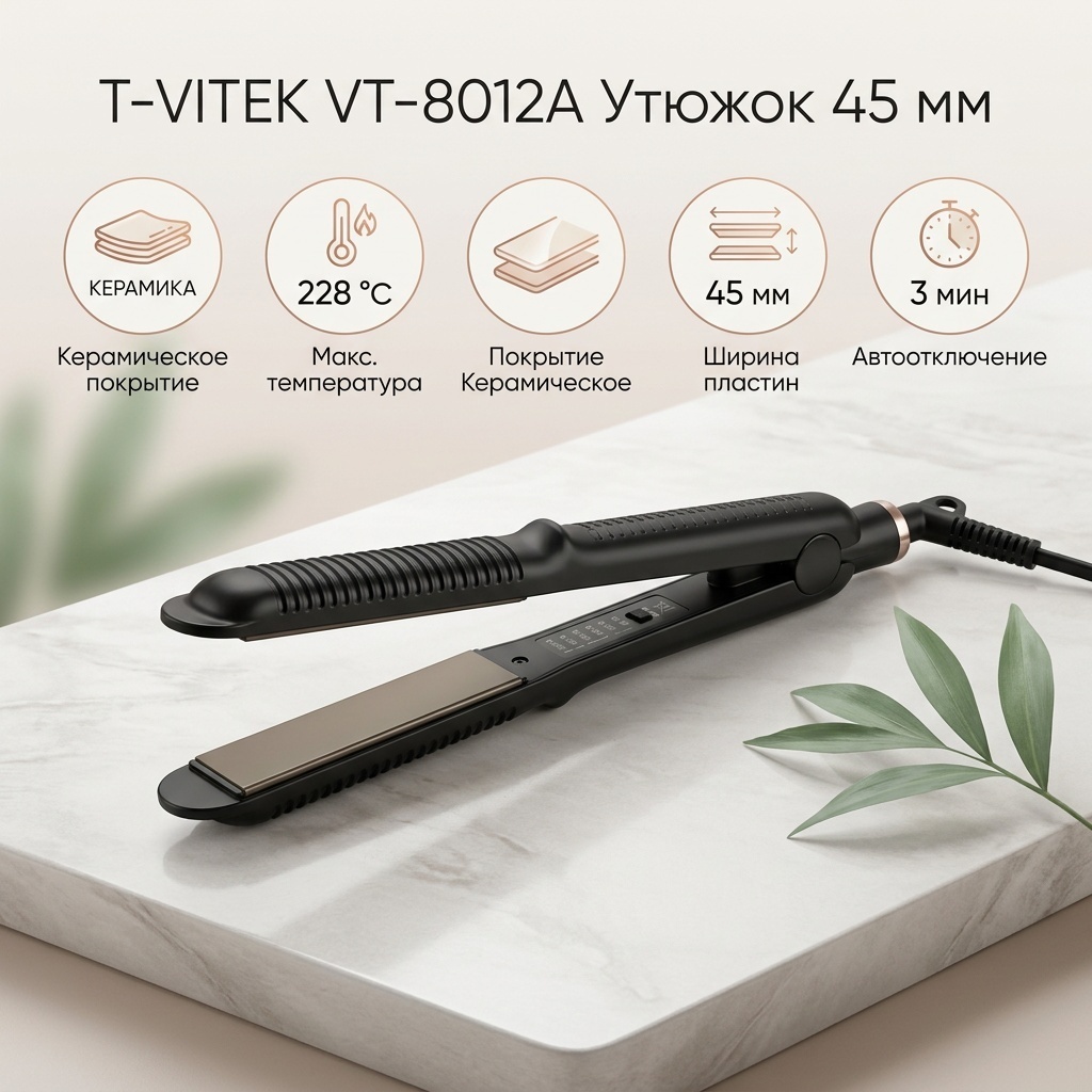 T-VITEK VT-8012A утюжок 45 мм