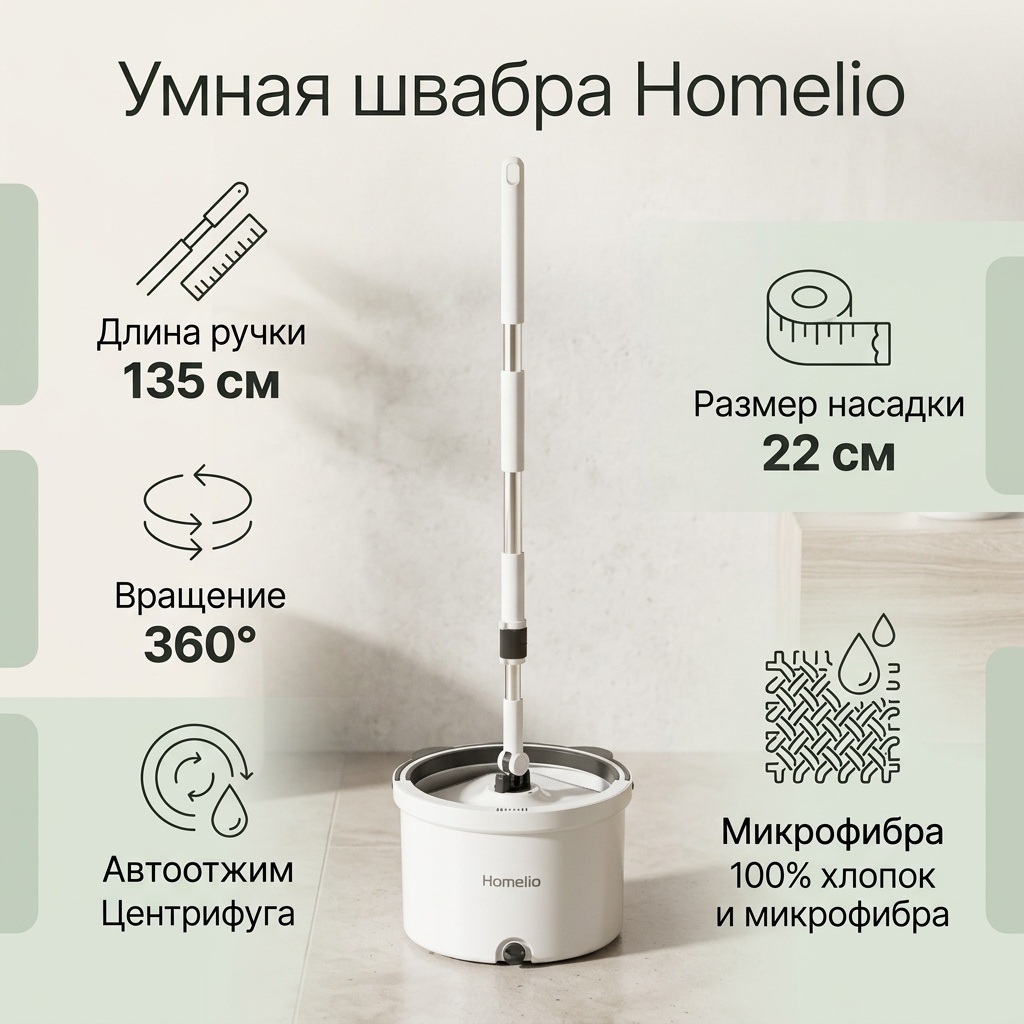 Швабра универсальная , материал насадки: микрофибра, белый