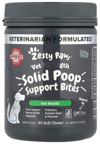 Zesty Paws Vet Strength Solid Poop Support Bites добавка в корм со вкусом курицы для собак 90 таблеток