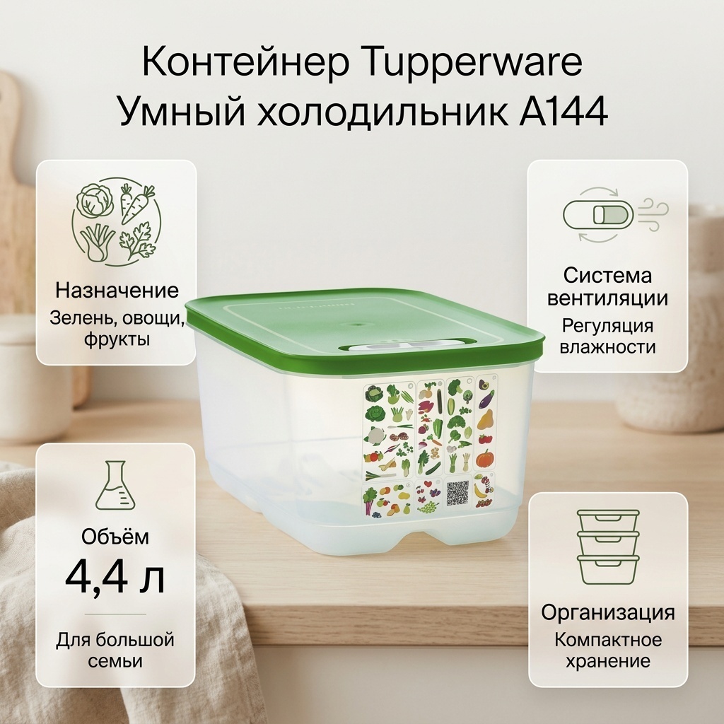 Tupperware контейнер Умный холодильник А144 , пластик