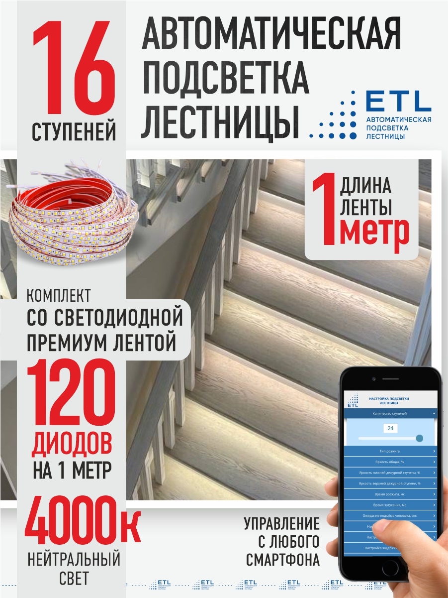 Светодиодная лента ETL дневной 16 м