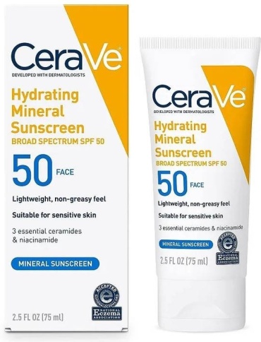 CeraVe крем Солнцезащитный лосьон для лица, SPF 50 для лица, для зоны декольте 75 мл