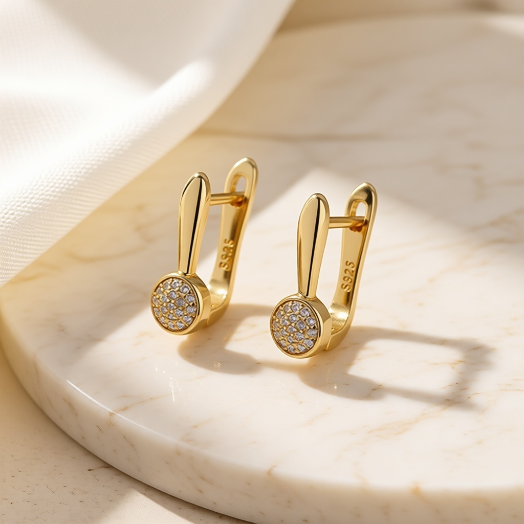 Серьги AMETIST STYLE титан, кристаллы Swarovski
