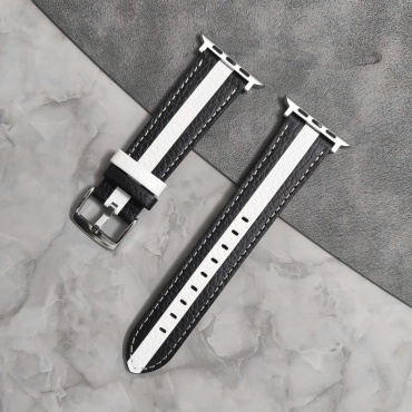 Ремешок BOGEMA для Apple Watch Series 4, Watch Series 5, Watch Series 6, Watch Series 7, Watch Series 8, Watch SE, Watch SE 2nd Gen, Watch SE 3, Watch Series 9 черно-белый