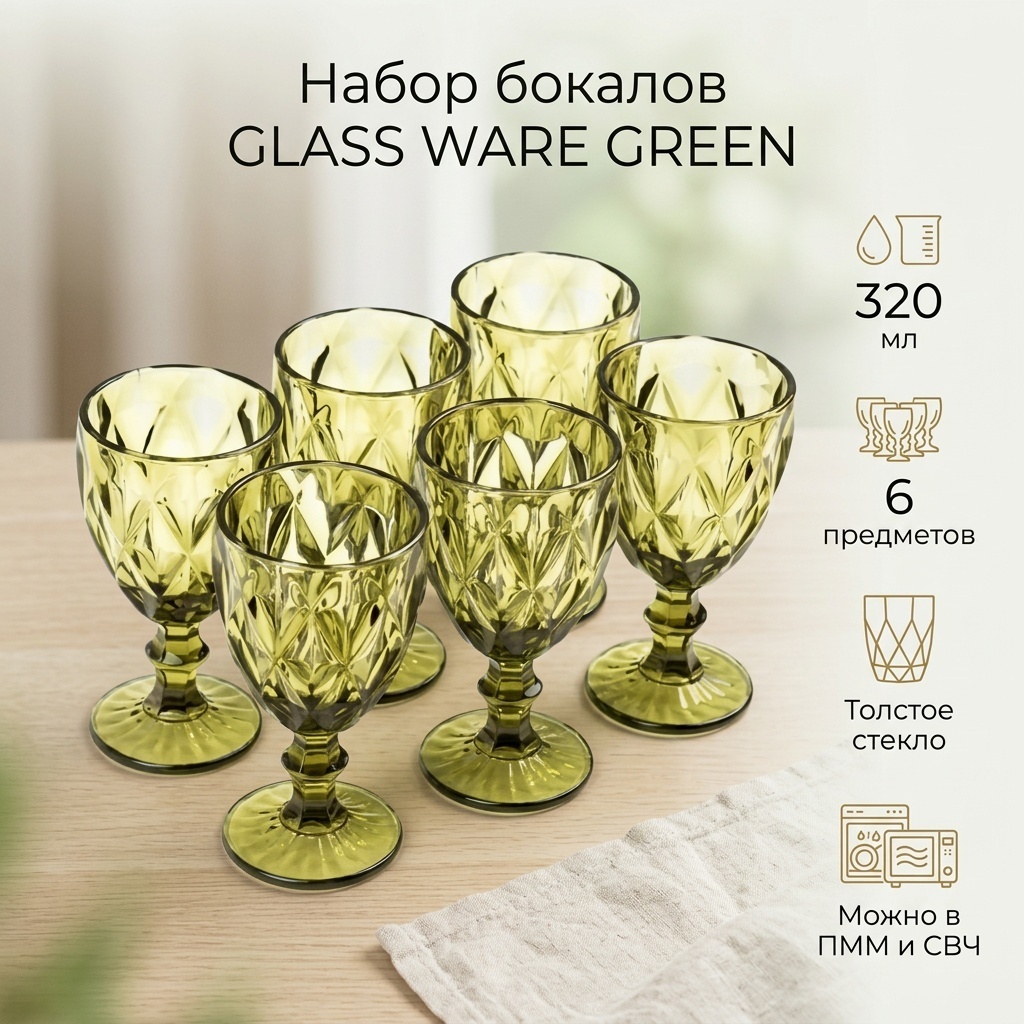 Набор бокалов GLASS WARE 320 мл, стекло, 6 шт