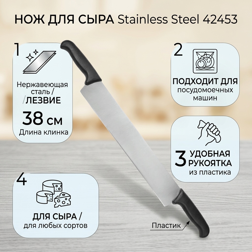 Нож для сыра Stainless Steel, лезвие: нержавеющая сталь 1 шт