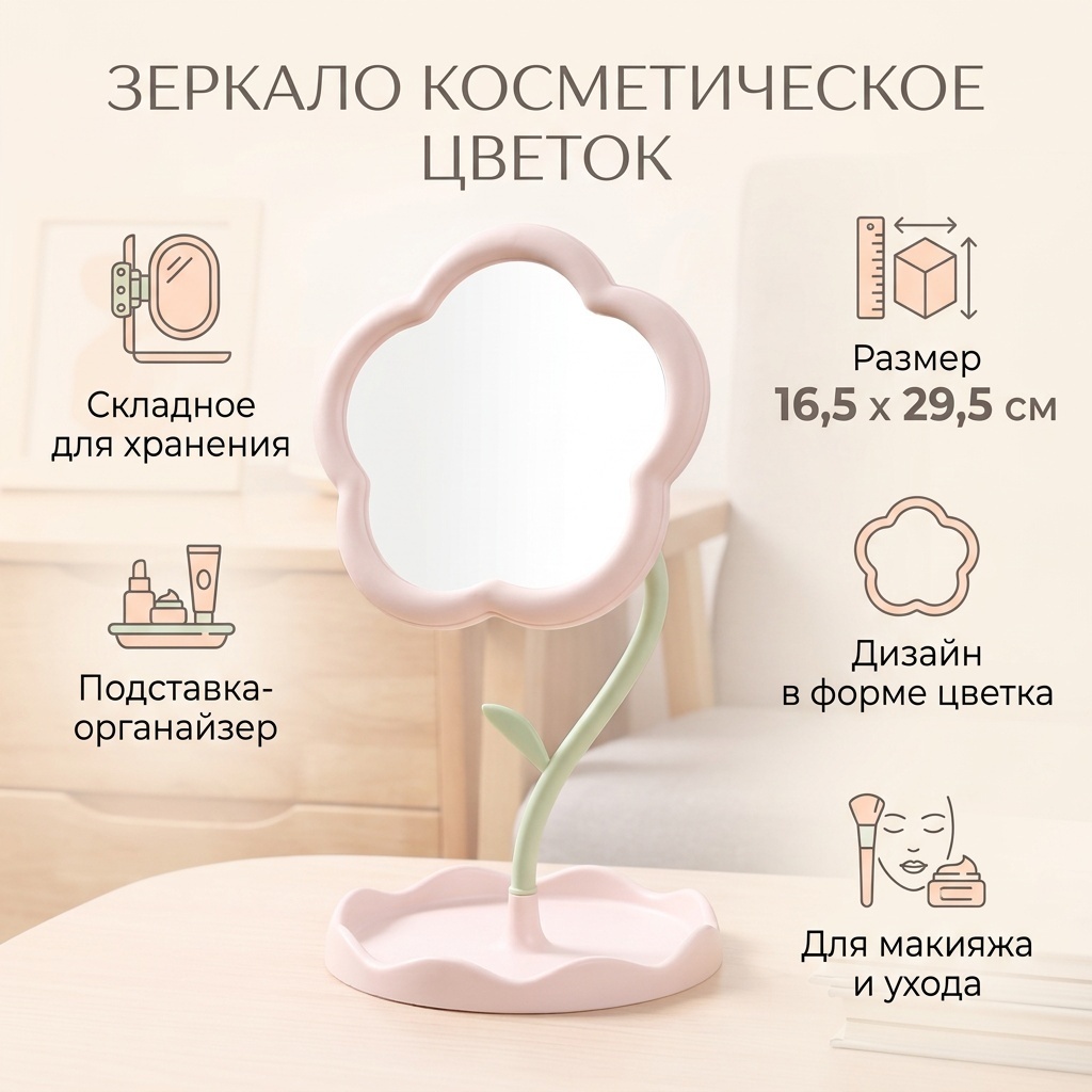 Зеркало настольное косметическое 30139266_704268643 16,5*29,5
