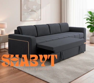 Диван Shabyt Мони, 400х90 см, обивка велюр, графит