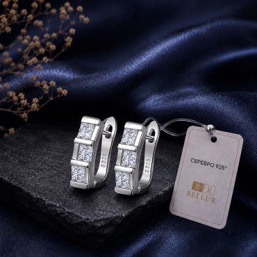Серьги Bellur S-925 вес 6.12 г серебро, фианит