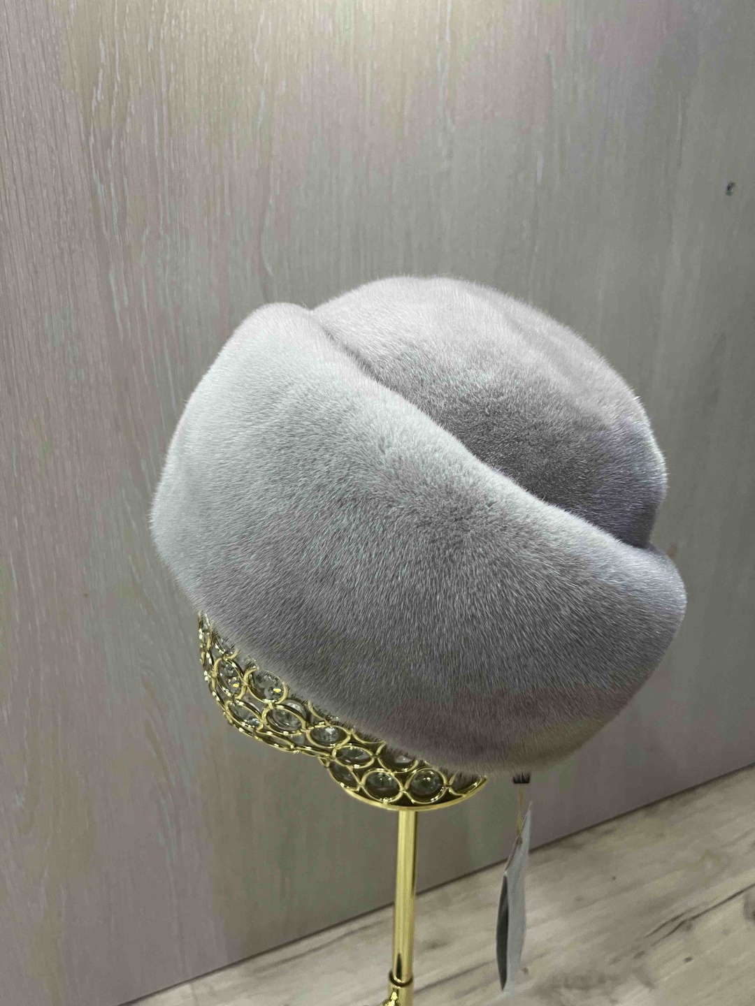 Шапка SemiFur размер 57, 60, пудра, лавандовый