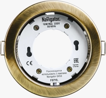 Встраиваемый светильник Navigator GX53 50 Вт 220 В  NGX-R1-007-GX53 Черненая бронза 71 283