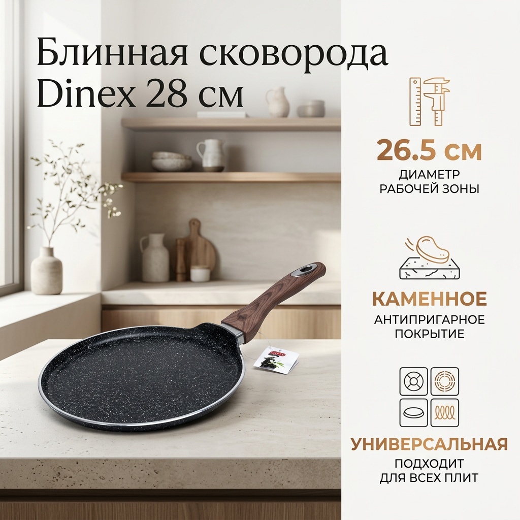 Блинная сковорода Dinex Dinex 28 ,см 26.5 см , нержавеющая сталь