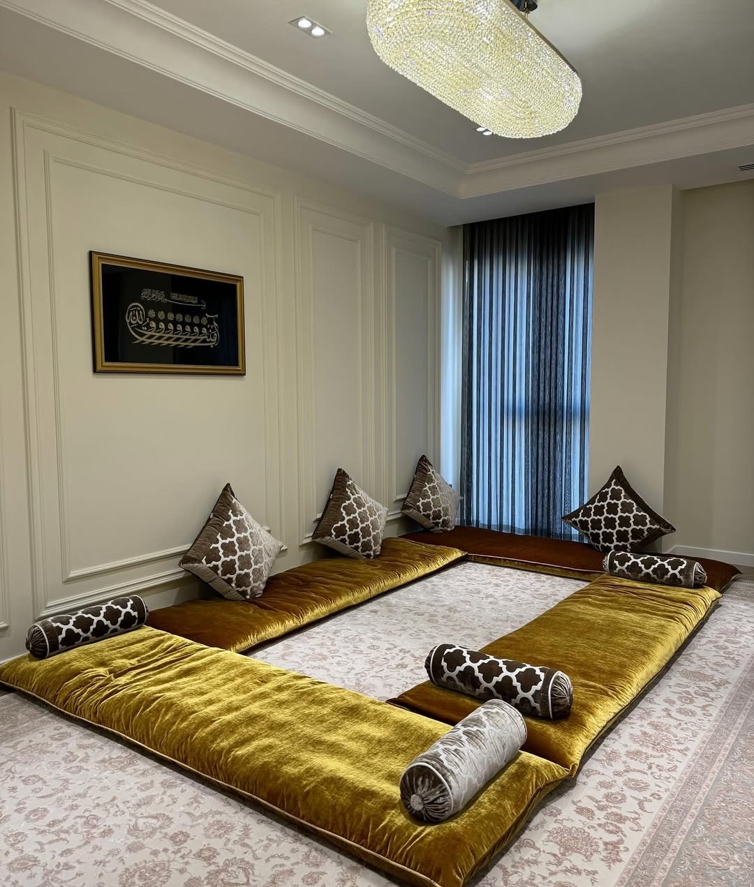 Комплект корпе с подушками 250x80 см, вата, золотистый
