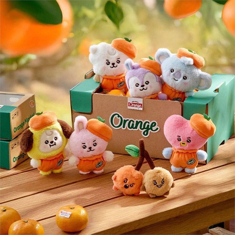 Брелок Bts bt21 брелки мандарины в беретах 10см текстиль 1 шт