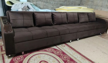 Диван Современный дизайн, 400х90 см, обивка велюр, коричневый