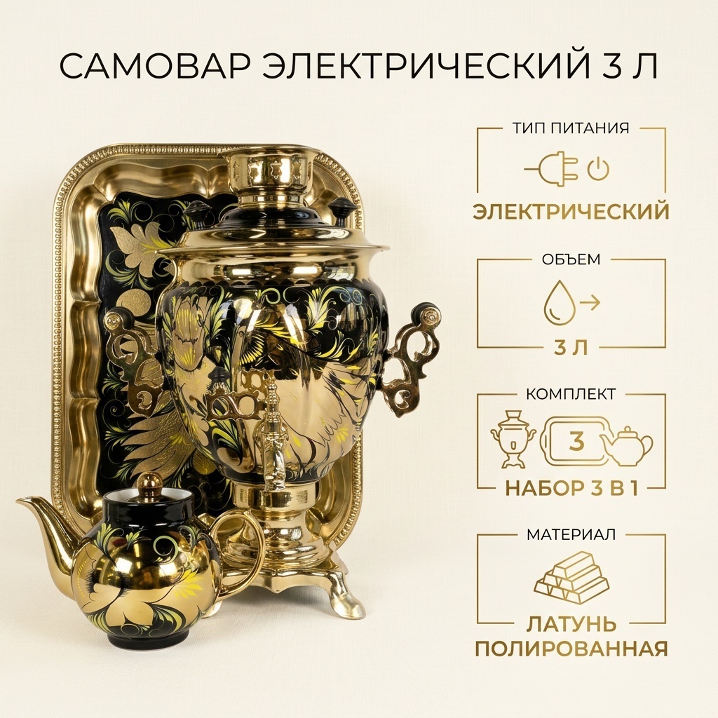 Тульский Самовар 678007666 3 л, латунь