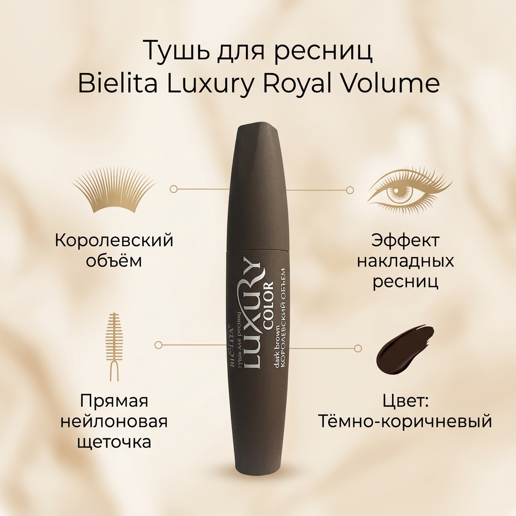 Тушь для ресниц Bielita-Вiтекс Luxury для объема коричневый