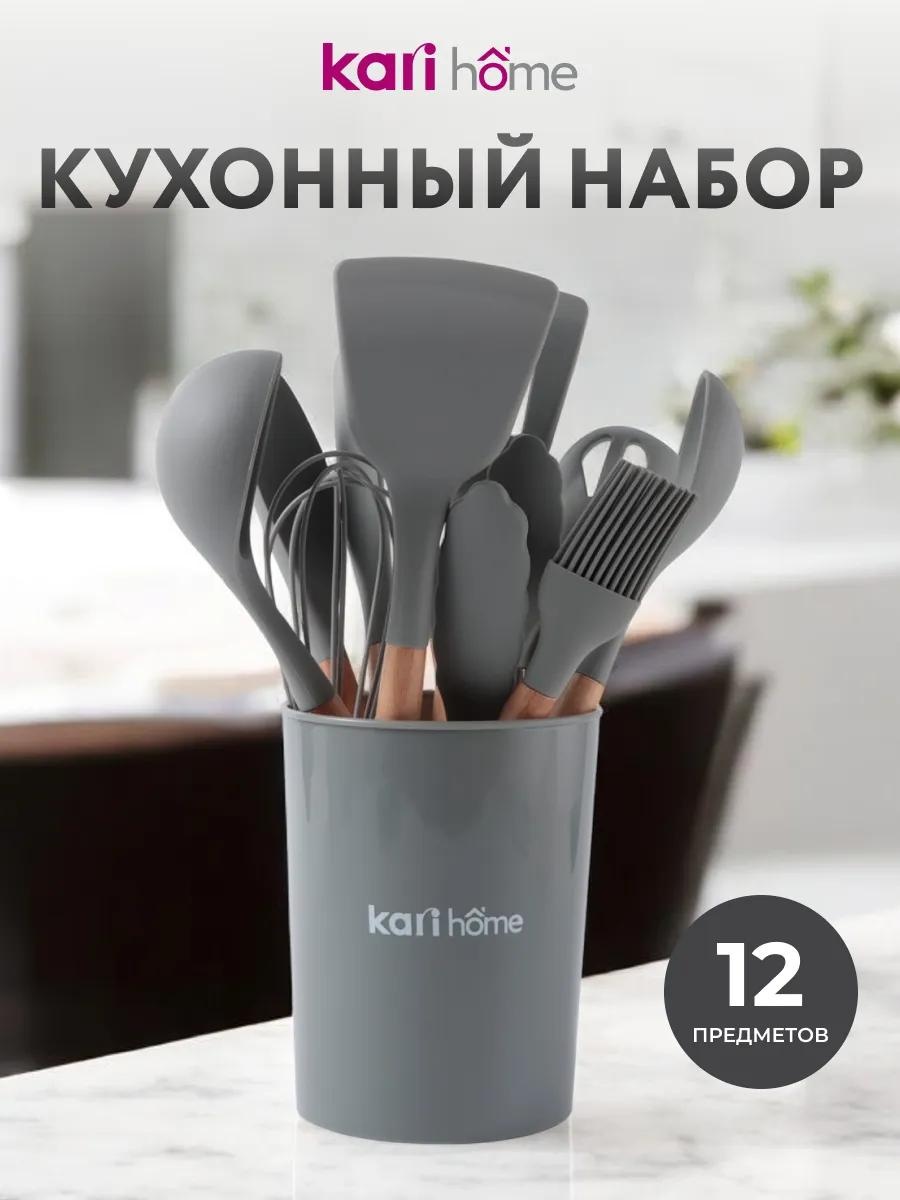 Ложка поварская дерево, нержавеющая сталь, пластик, силикон, сталь, 12 шт