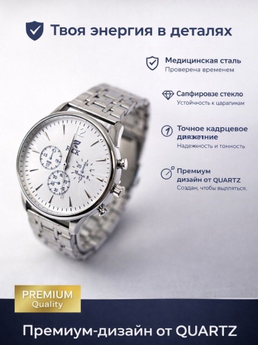 Кварцевые Rick часы алюминий, титан, металлический сплав