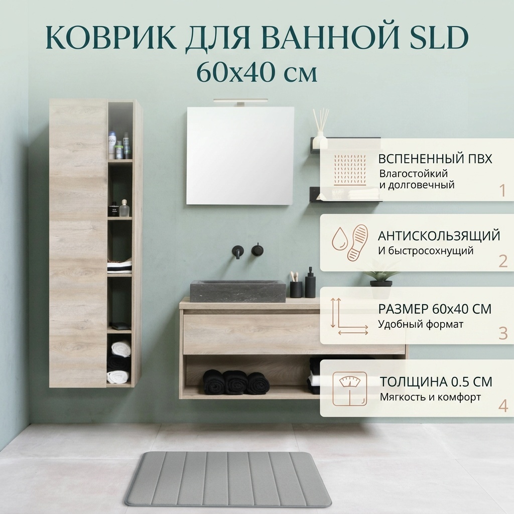 SLD коврик 60x40 см, 1шт, вспененный ПВХ