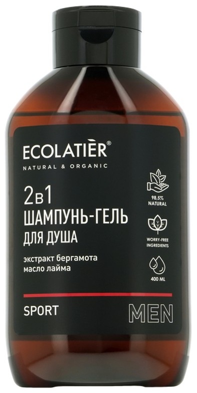 Ecolatier MEN Sport 2в1 с экстрактом бергамота и маслом лайма гель-шампунь 400 мл