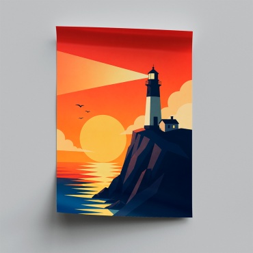 PEMIKAN CRAFT постер Маяк на закате 30x40 см