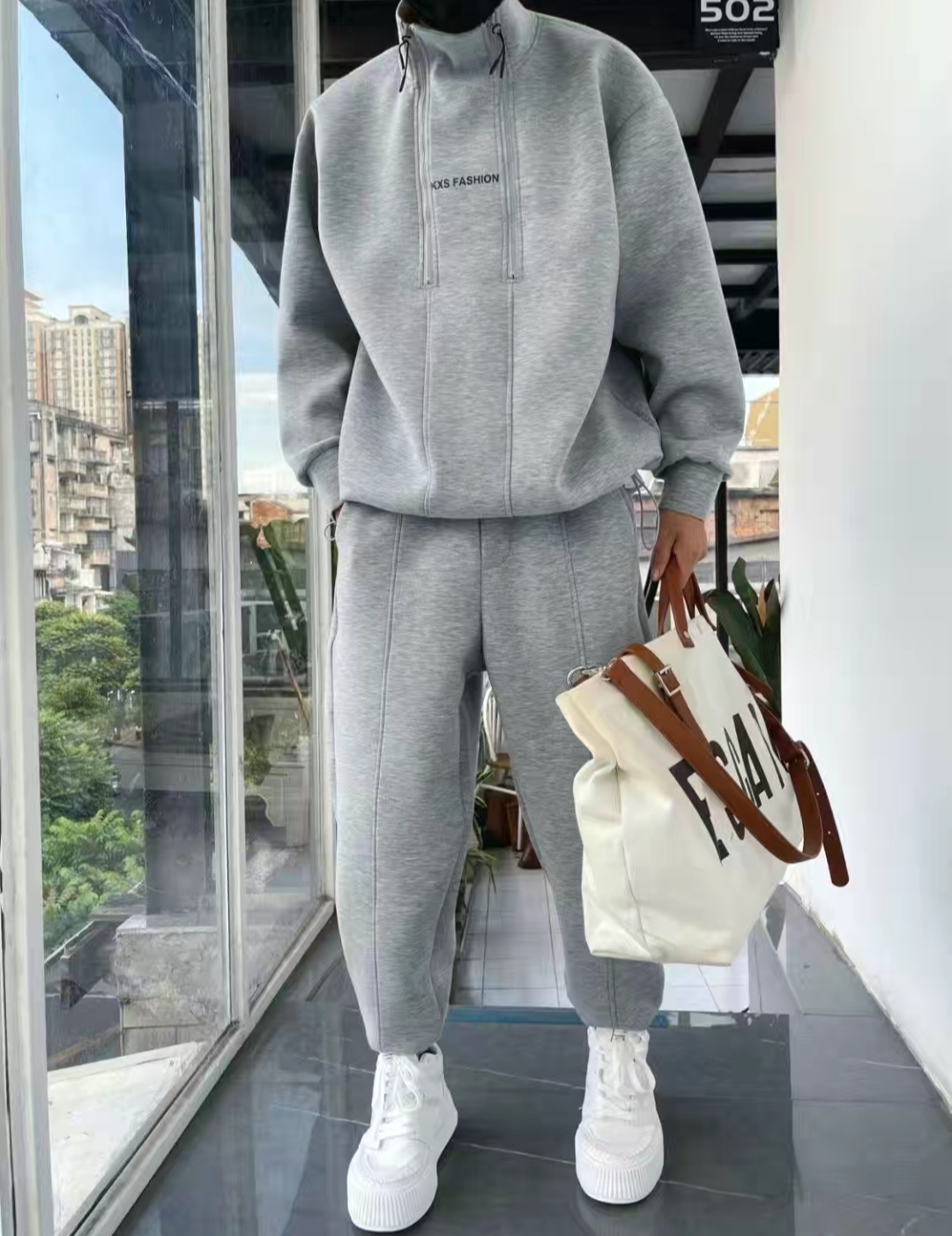 Повседневный костюм A&A style серый