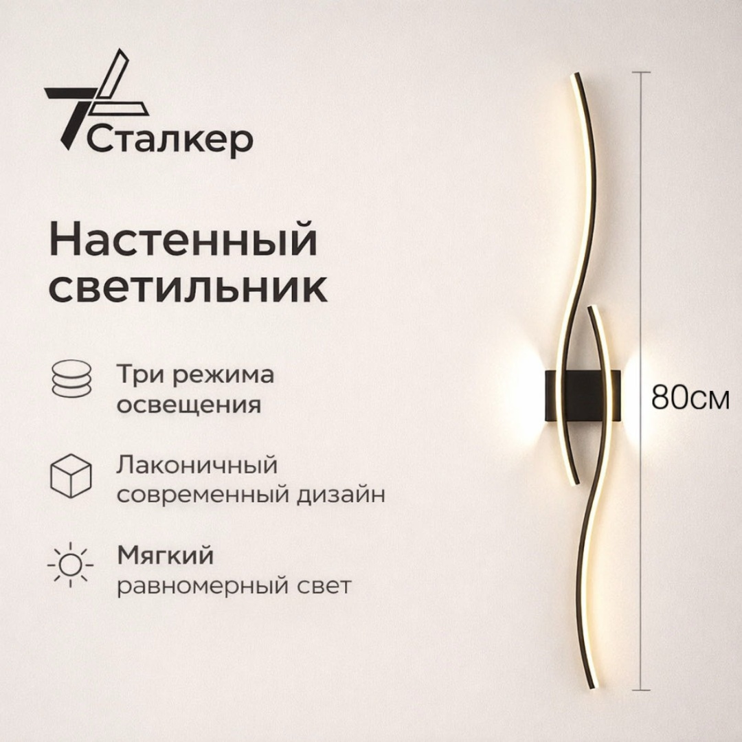 Бра настенный Сталкер LED, черный