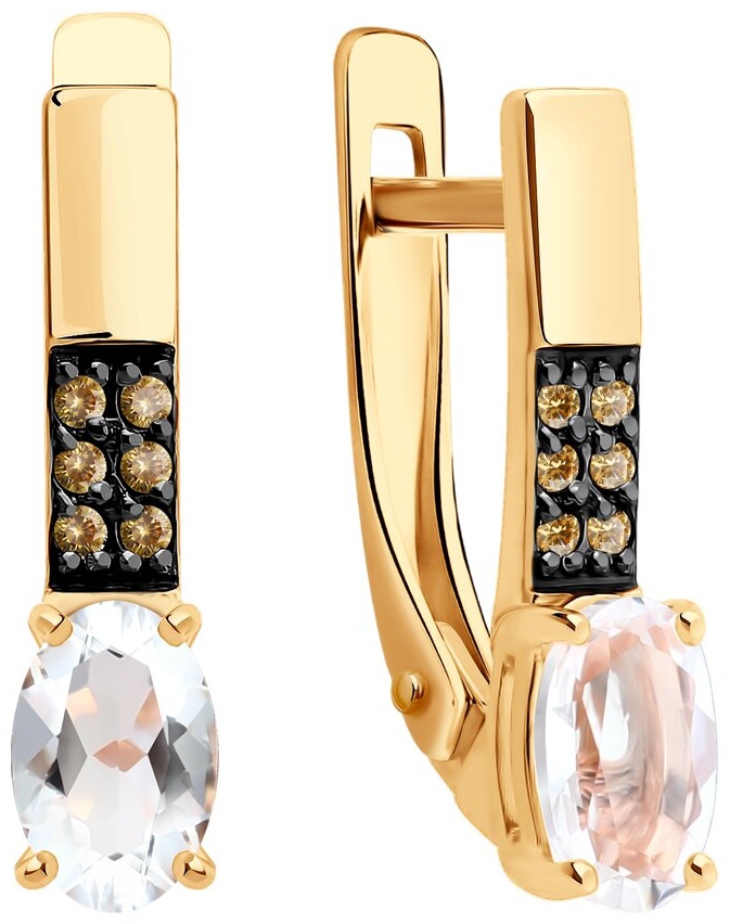Серьги Diamant EAR-DI-585-440064 вес 1.96 г золото, горный хрусталь