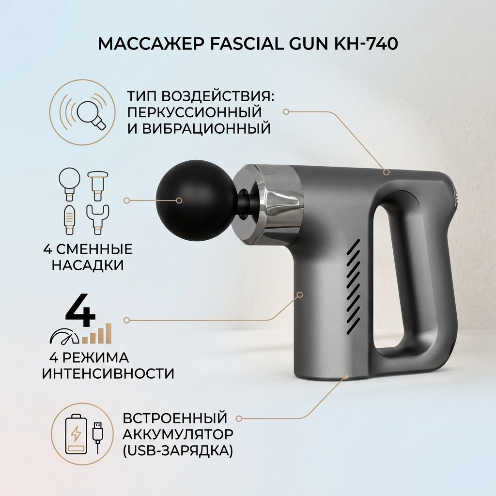Массажер Fascial Gun Массажный пистолет ручной вибрационный, перкуссионный