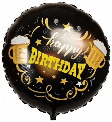 Воздушный шар Дон Баллон Happy Birthday, кружки пива 1 шт, мультиколор