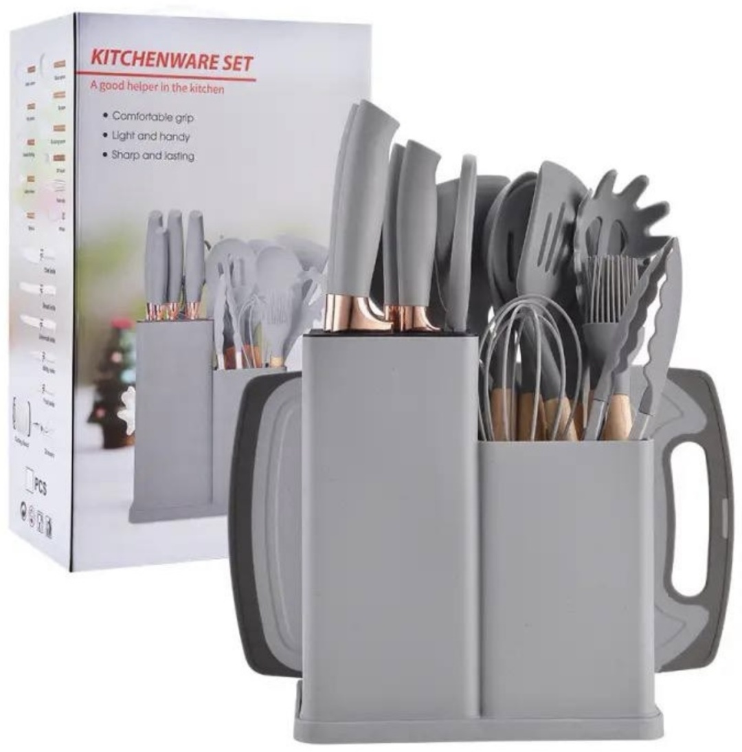 Набор кухонных инструментов Kitchen Ware дерево, силикон, 19 шт