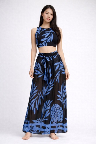 Купальник раздельный Bandeau черный, голубой