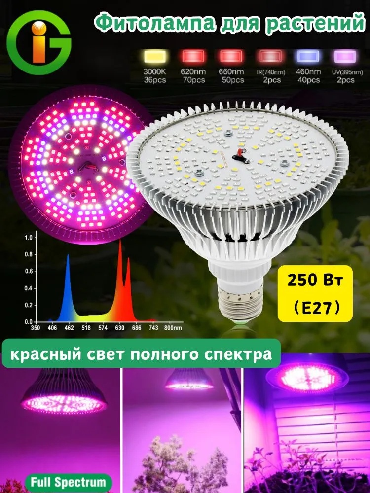 Ультрафиолетовая, светодиодная 7188 250 Вт, 5000 К