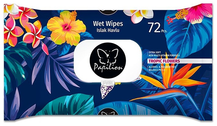 Влажные салфетки Papilion Tropical Flowers 72 шт