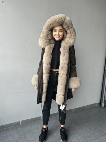 Парка ZIYA FURS черный, бежевый