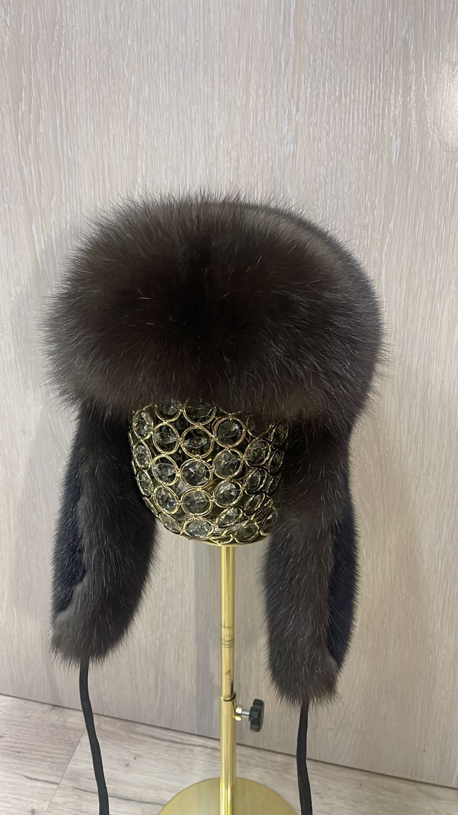 Ушанка SemiFur размер 58, 59, 60, 61, черный, темно-коричневый
