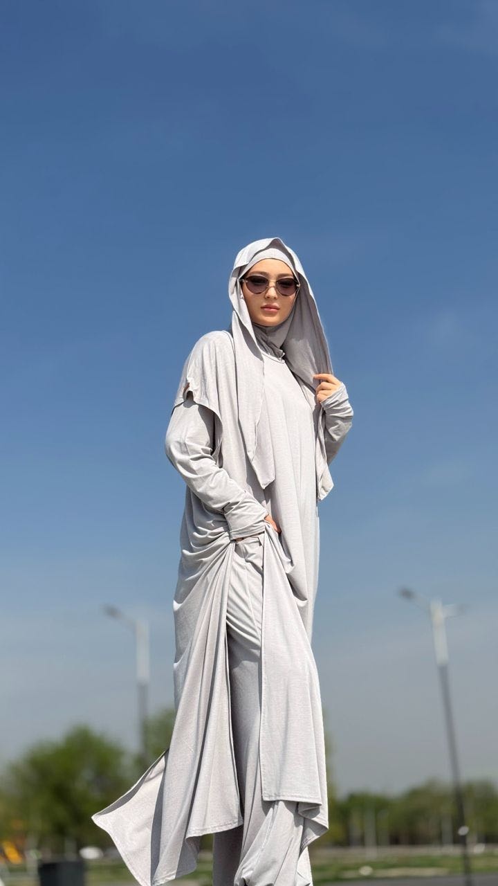 Намазник и абайя Zari светло-серый