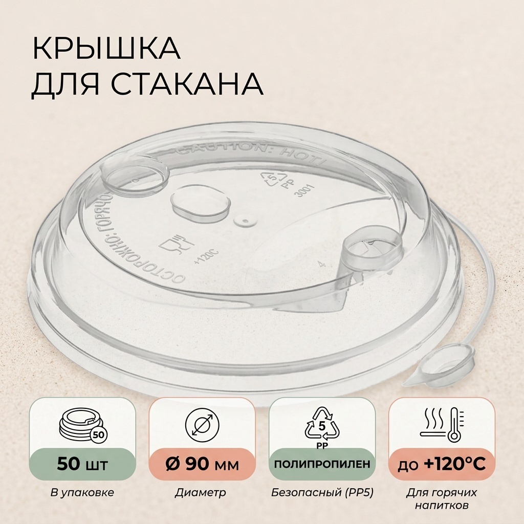 Крышка для стакана 10208402 прозрачный 50 шт