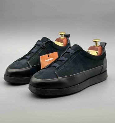 Кроссовки SIMONSPARK Мужские кожаные кроссовки и кеды Classic Black повседневные темно-синий