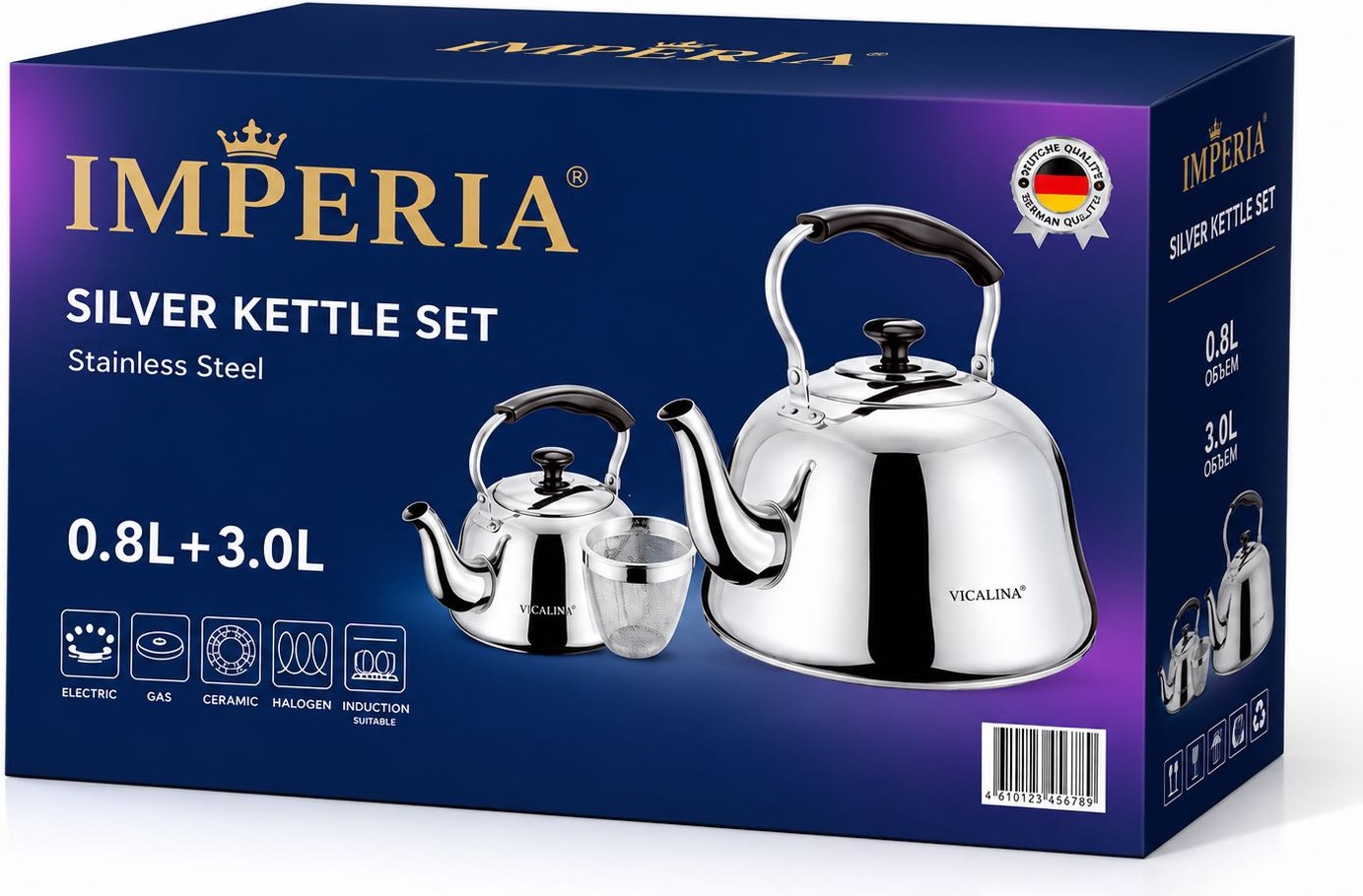 Набор чайников IMPERIA 3L+0.8L 3 л, нержавеющая сталь