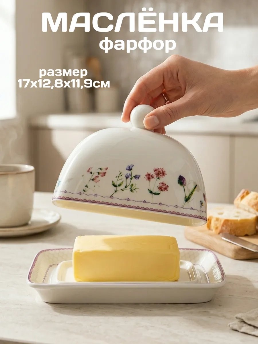 Масленка 16292861 прямоугольная 1 шт, фарфор