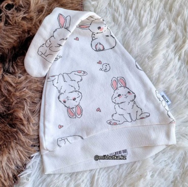 Шапка Baby 12-18 месяцев Хит узелок с начесом белый, розовый 44