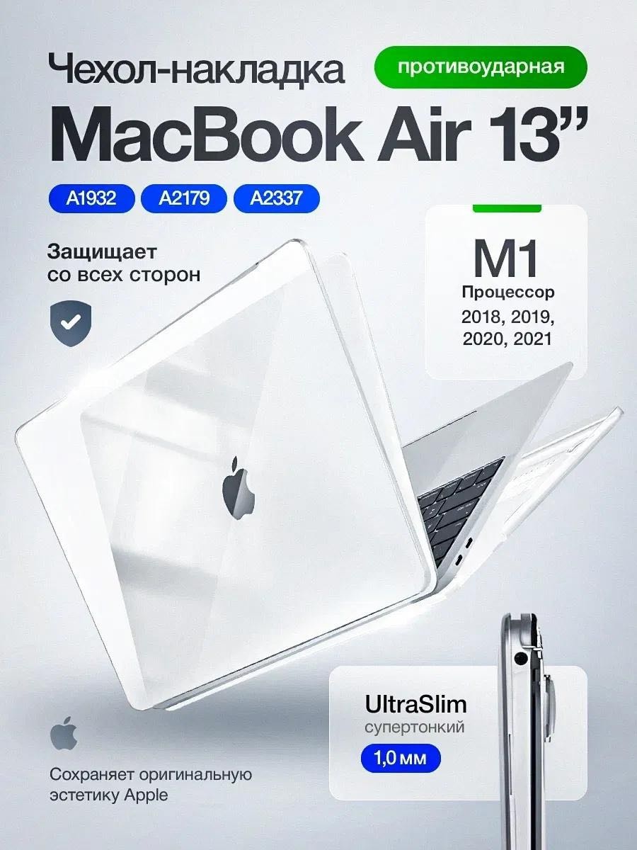 Чехол CLASSNO Macbook Air 13" 2018-2021 M1 до 13" прозрачный