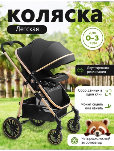 Коляска универсальная 2 в 1 892297606, черный