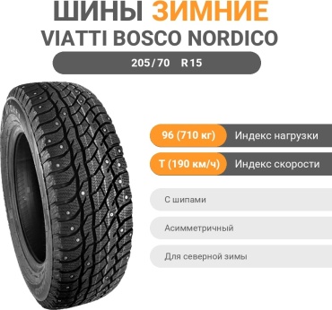 Viatti Bosco Nordico V-523 205/70 R15 96T с шипами