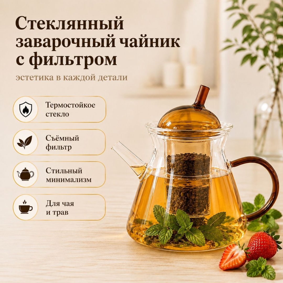 Чайник IZ-028 0.48 л, стекло