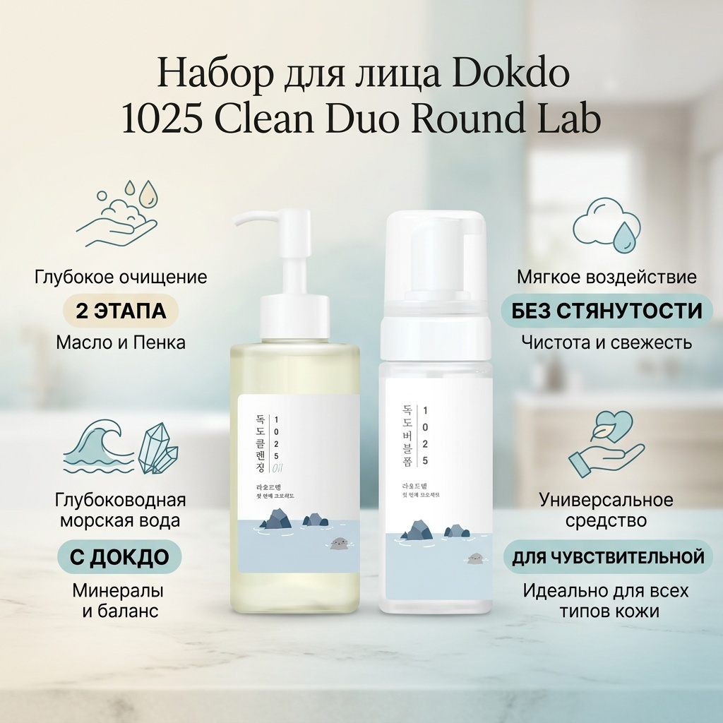 Round Lab Dokdo 1025 Clean Duo набор по уходу за лицом для женщин
