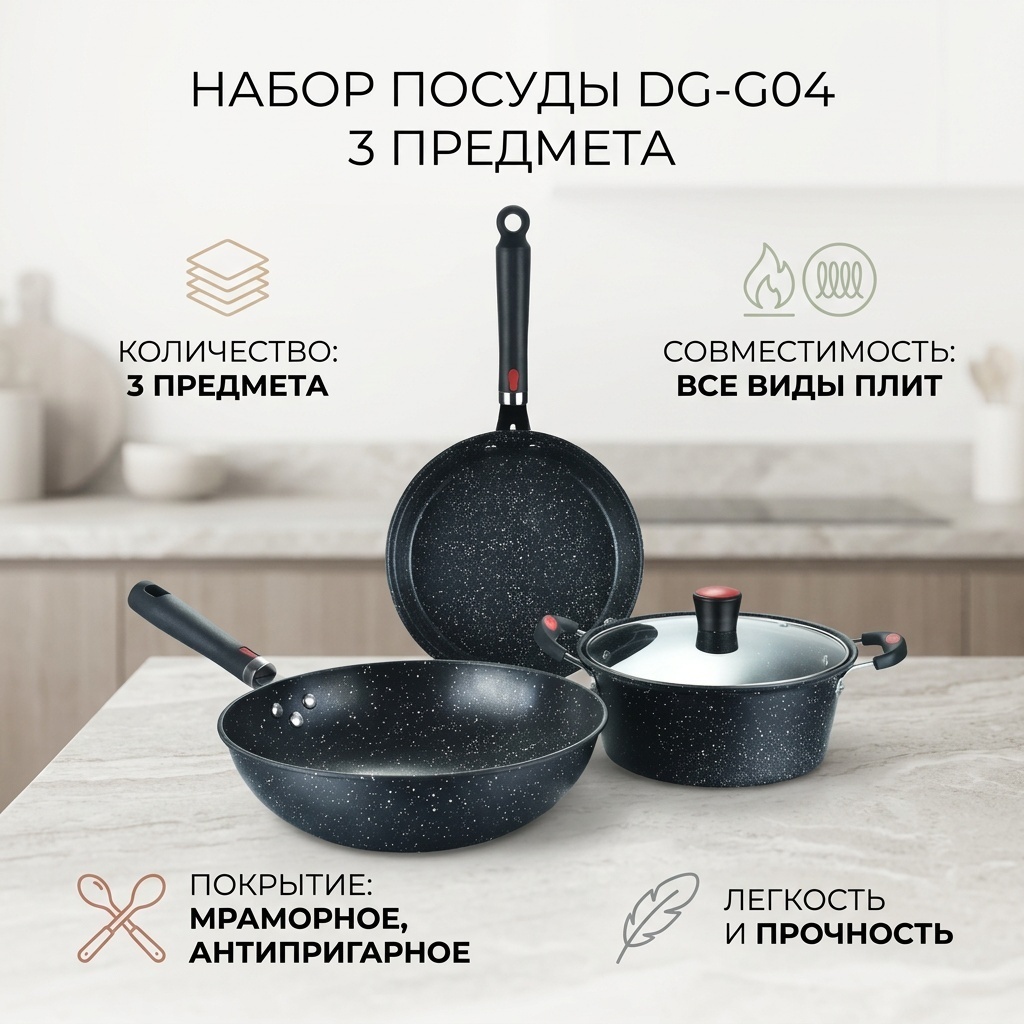 Набор кастрюль DG--G04 3 в 1