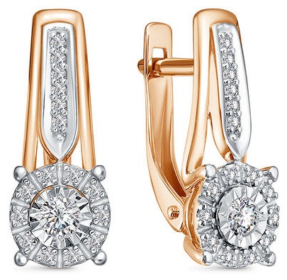 Серьги Мир Золота Имп- С3256-0120 вес 3.21 г золото, бриллиант